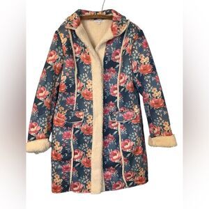 NorthStyle New without Tags Floral Sherpa Fleece Jacket Size L Cozy Warm Cute